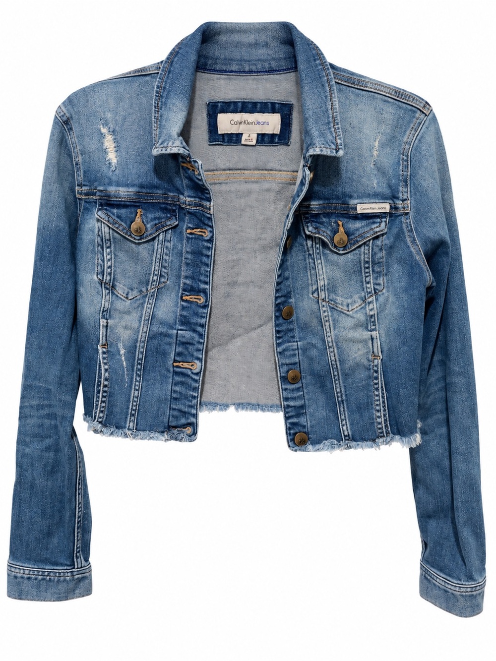 Calvin Klein Jeans Cropped Distressed Jacket S